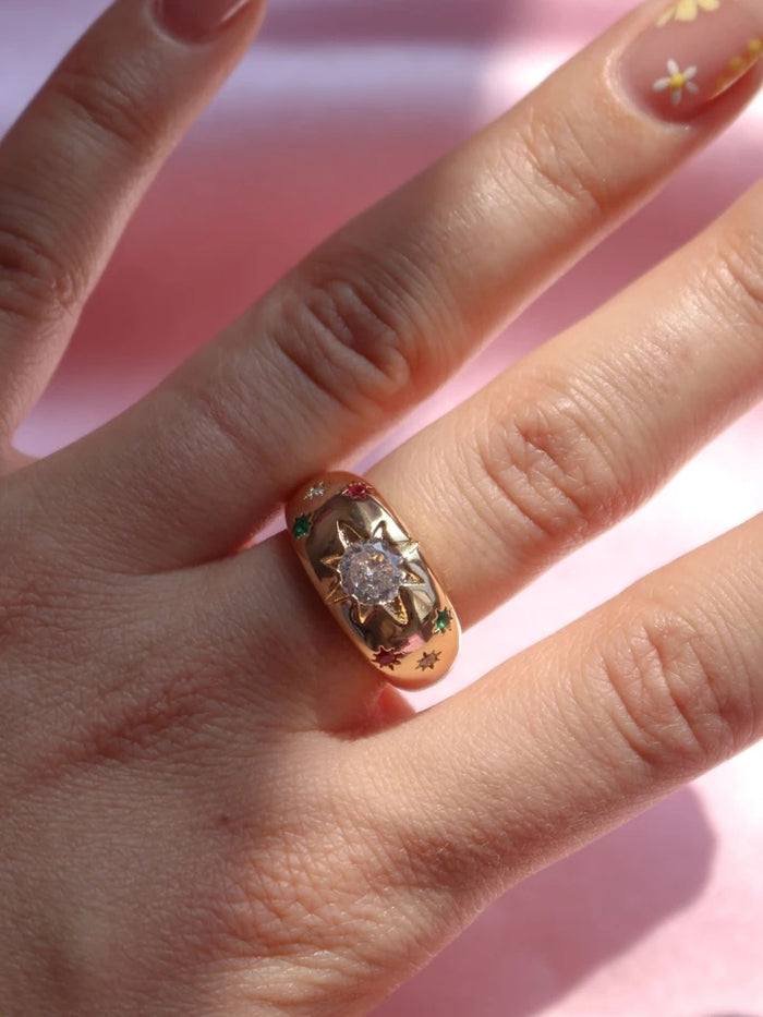 Vintage Colorful Flower Glow Ring