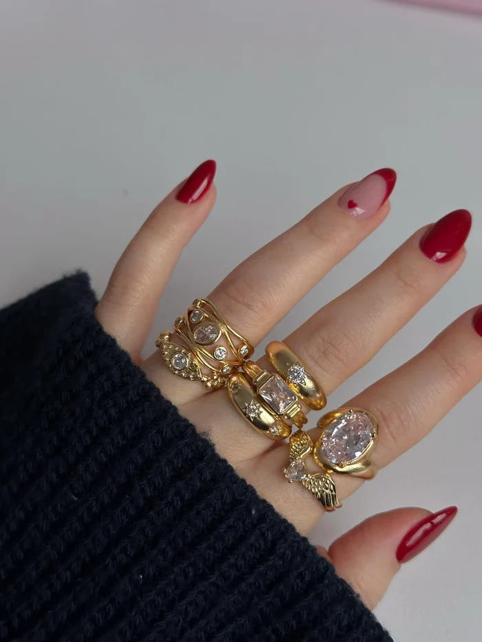 White Multiple Drops Ring