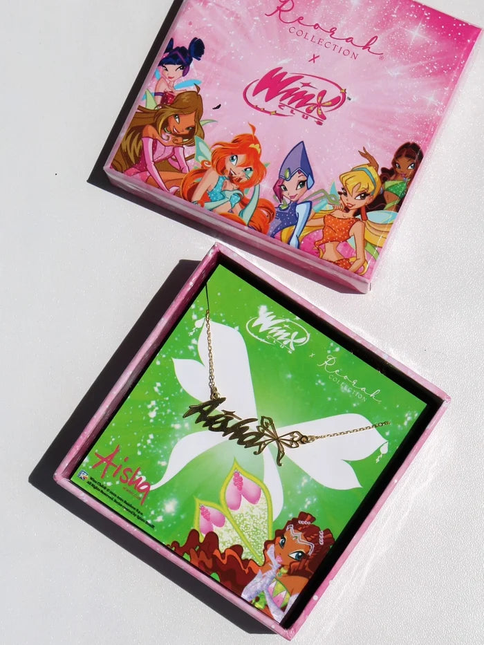 Winx Club® Aisha Personalized 925 Silver Enchantix Wings Name Necklace