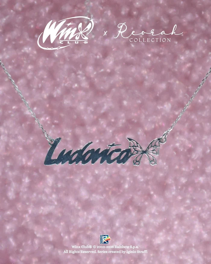 Winx Club® Flora Personalized 925 Silver Enchantix Wings Name Necklace