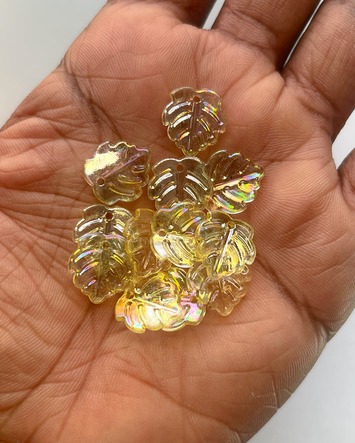 Yellow mini leaf beads - 25 grams